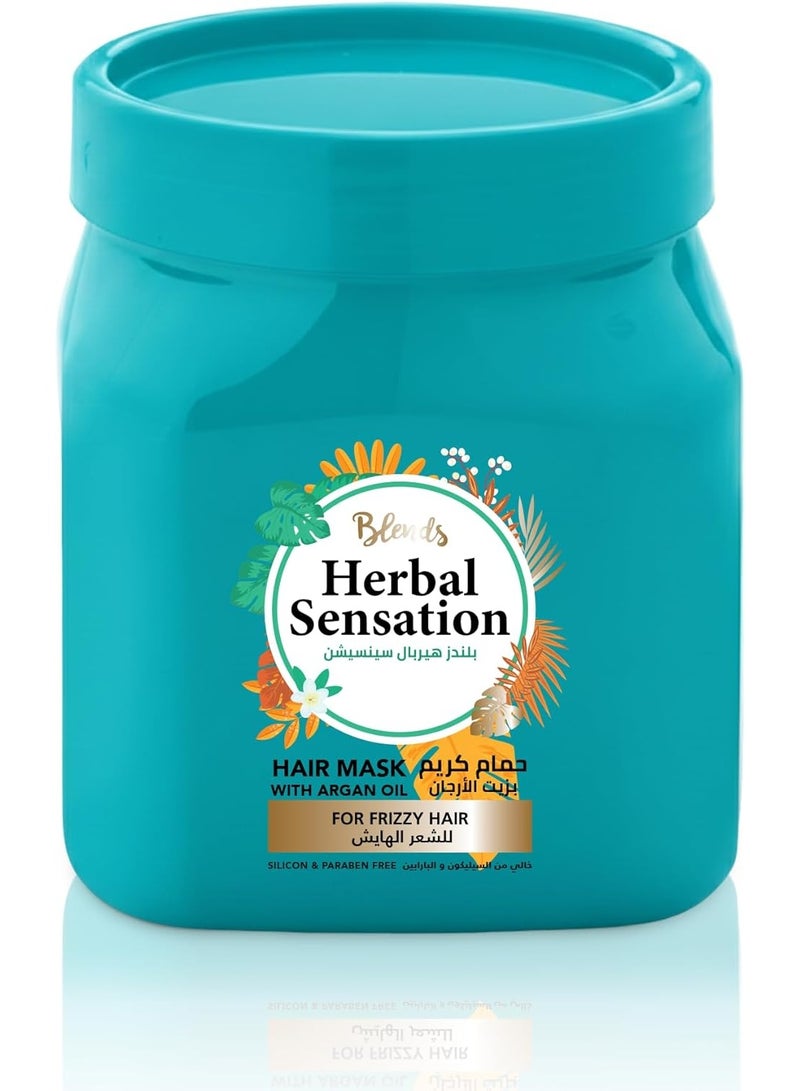 Blends Herbal Sensation Argan Oil Hair Mask for Frizzy Hair – Split End Repair & Deep Hydration Treatment – Silicone & Paraben Free – 600 ml - Image 1